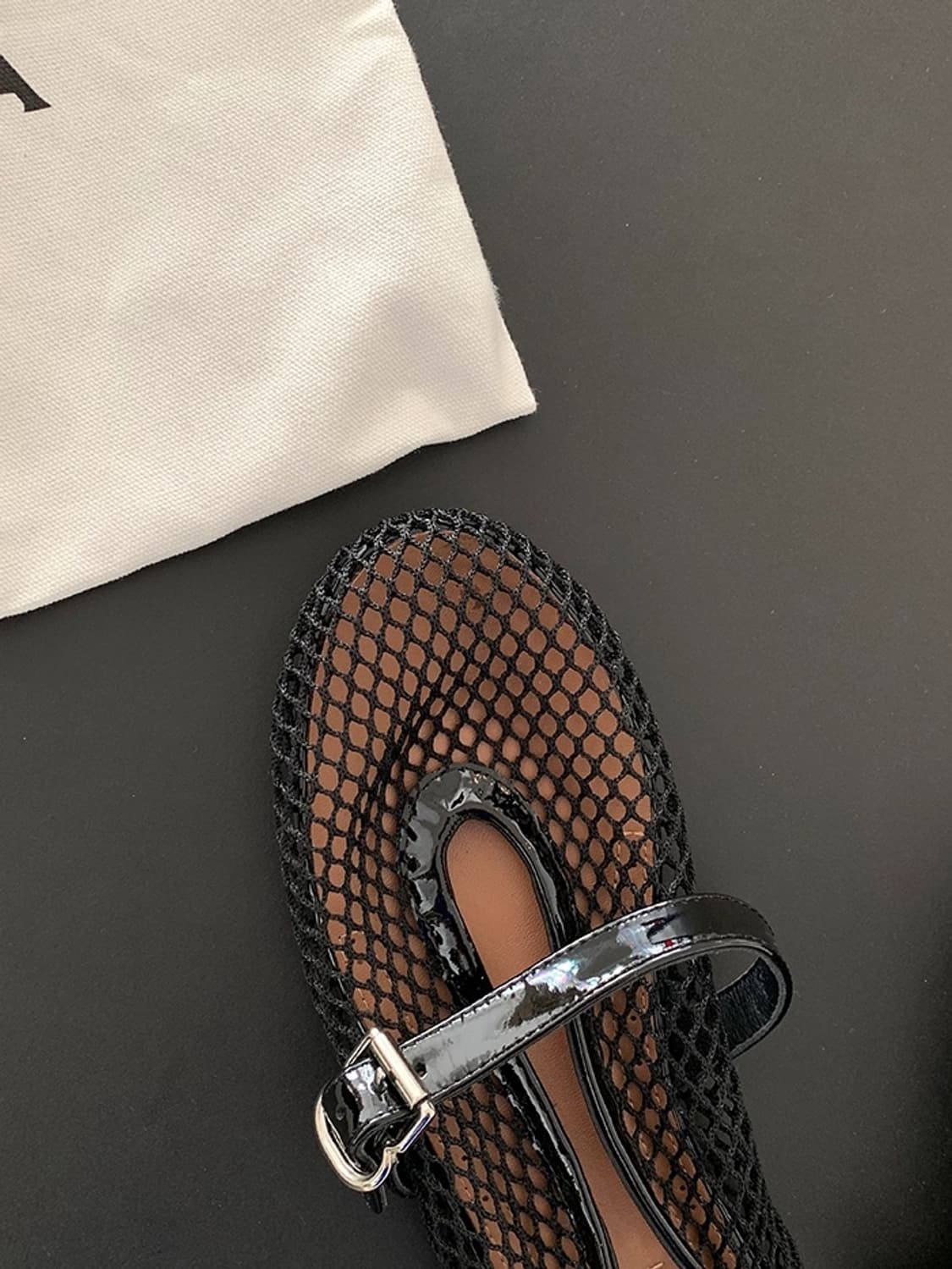 "ALAIA" BALLET FLATS IN FISHNET 상품이미지4