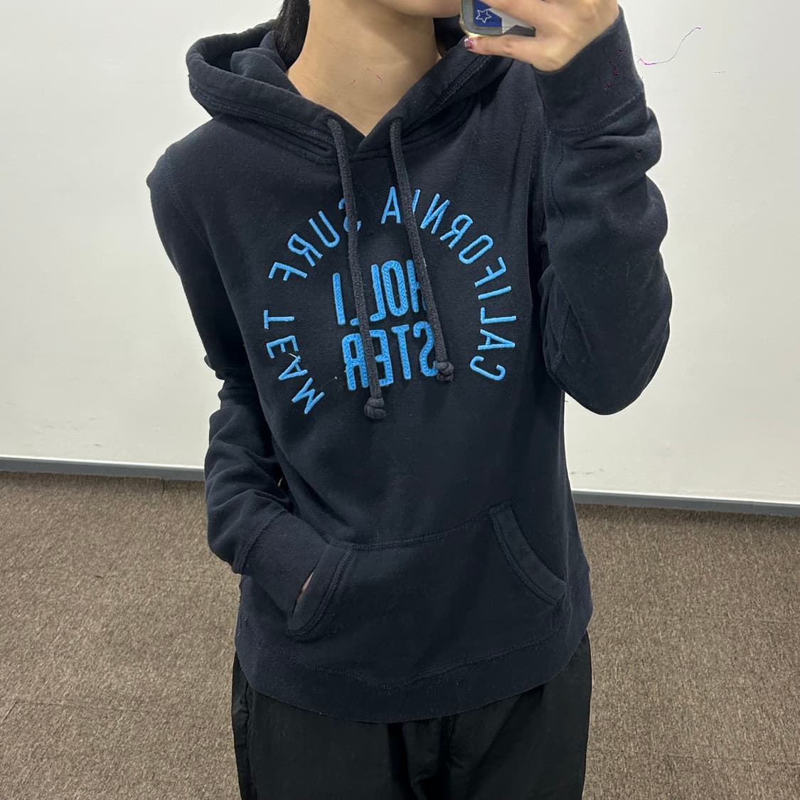 Hollister 홀리스터 블루 스펠아웃로고 다크네이비 후드티 상품이미지2