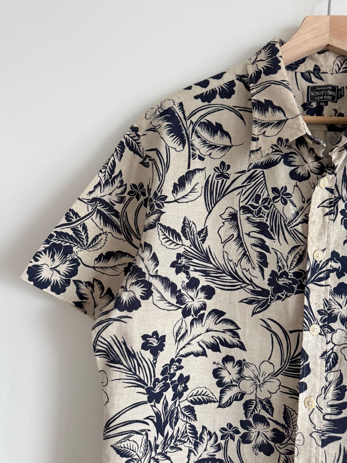 쇼트(SHOTT) 코튼&린넨 하와이안 셔츠(JAPAN, 거의 새제품) 상품이미지3