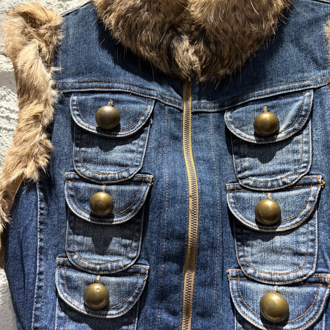 6포켓 빈티지 토끼털 데님 베스트 상품이미지4