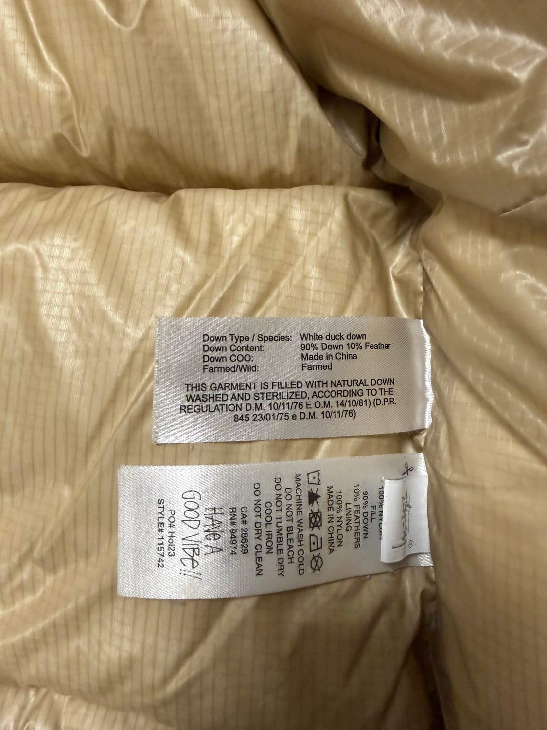 스투시 다운 퍼퍼 파라슈트 립스탑 코요테 M 상품이미지5