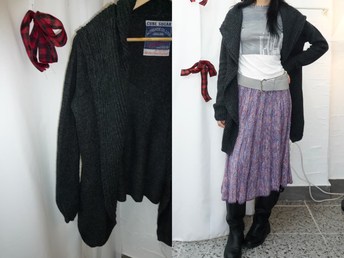 charcoal open hoodie cardigan 상품이미지1