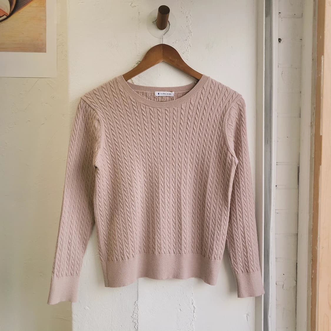 Global work 핑크베이지 케이블 니트 상품이미지1