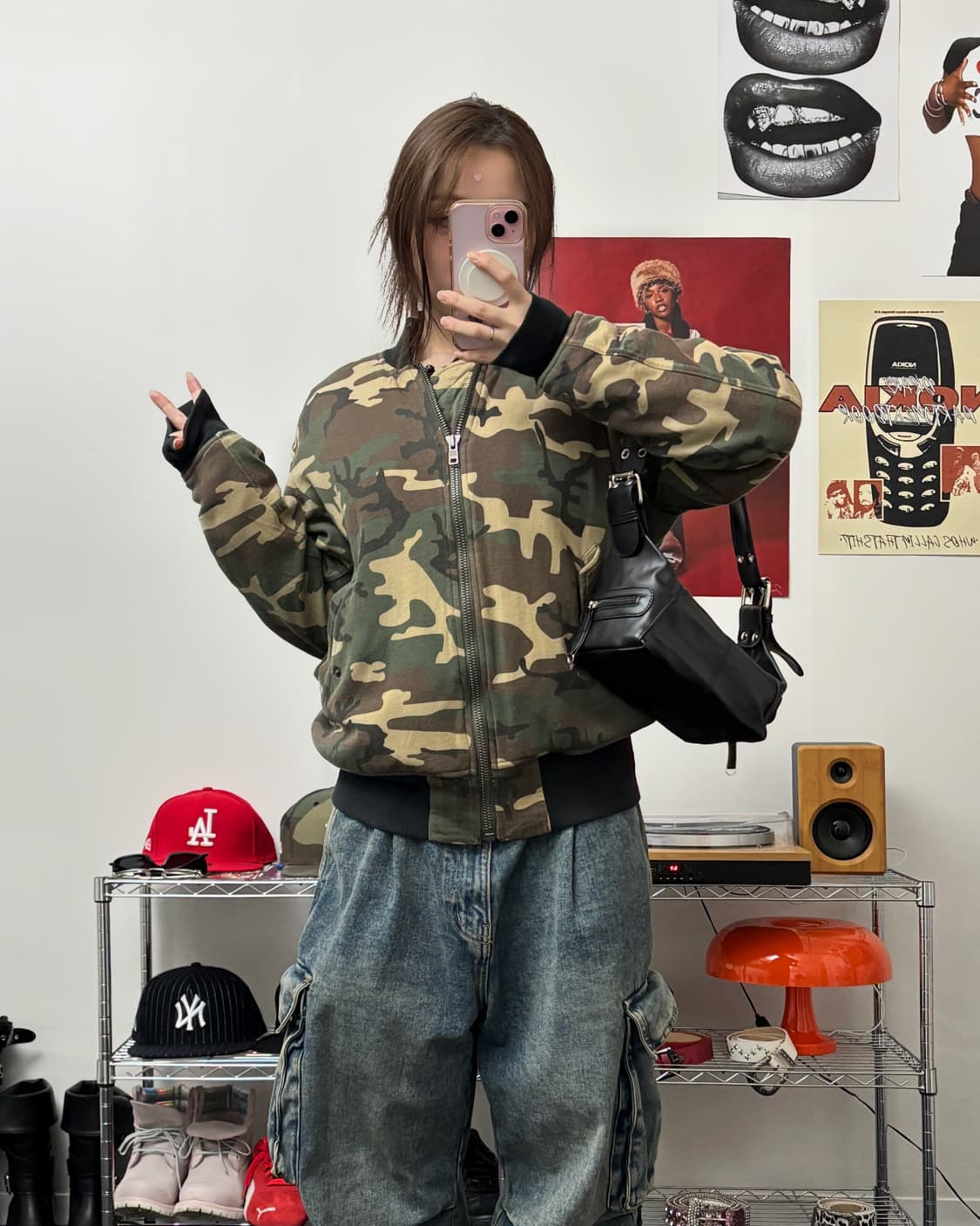 알파인더스트리 카모 스웻 봄버 자켓 상품이미지4