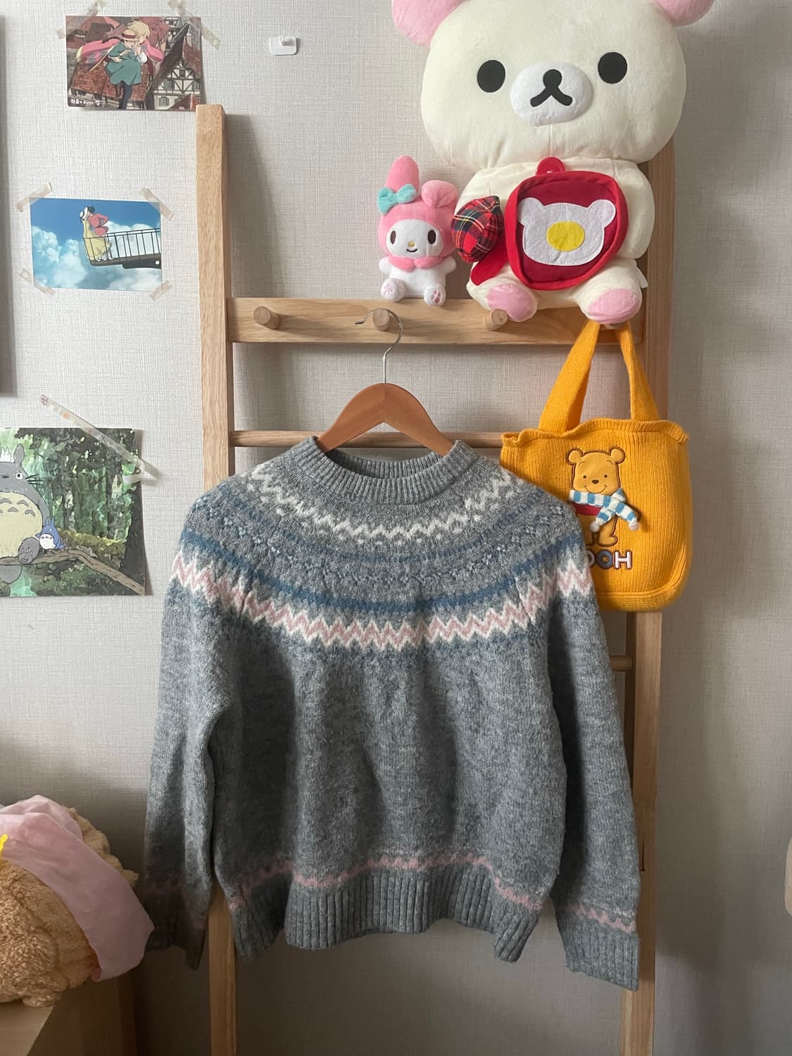 모리걸 빈티지 노르딕 그레이 니트🩶💗 상품이미지1