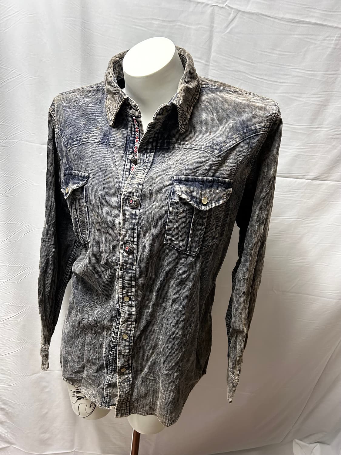 y2k ethnic lined corduroy shirt 상품이미지1