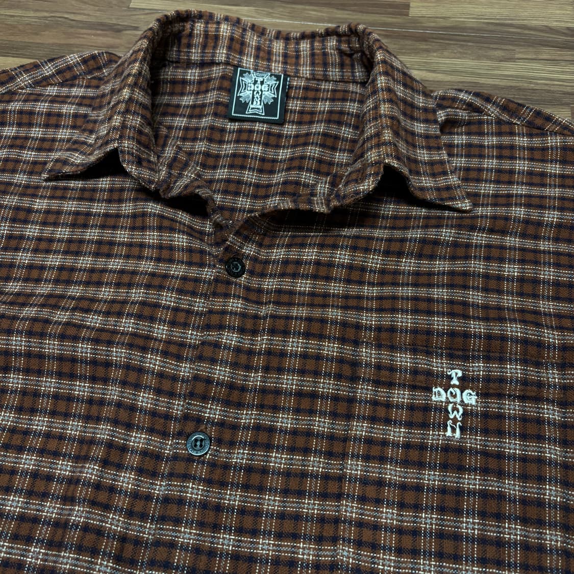 독타운 도그타운 플란넬 옴브레 브라운 체크 스케이터 셔츠 남방 상품이미지2