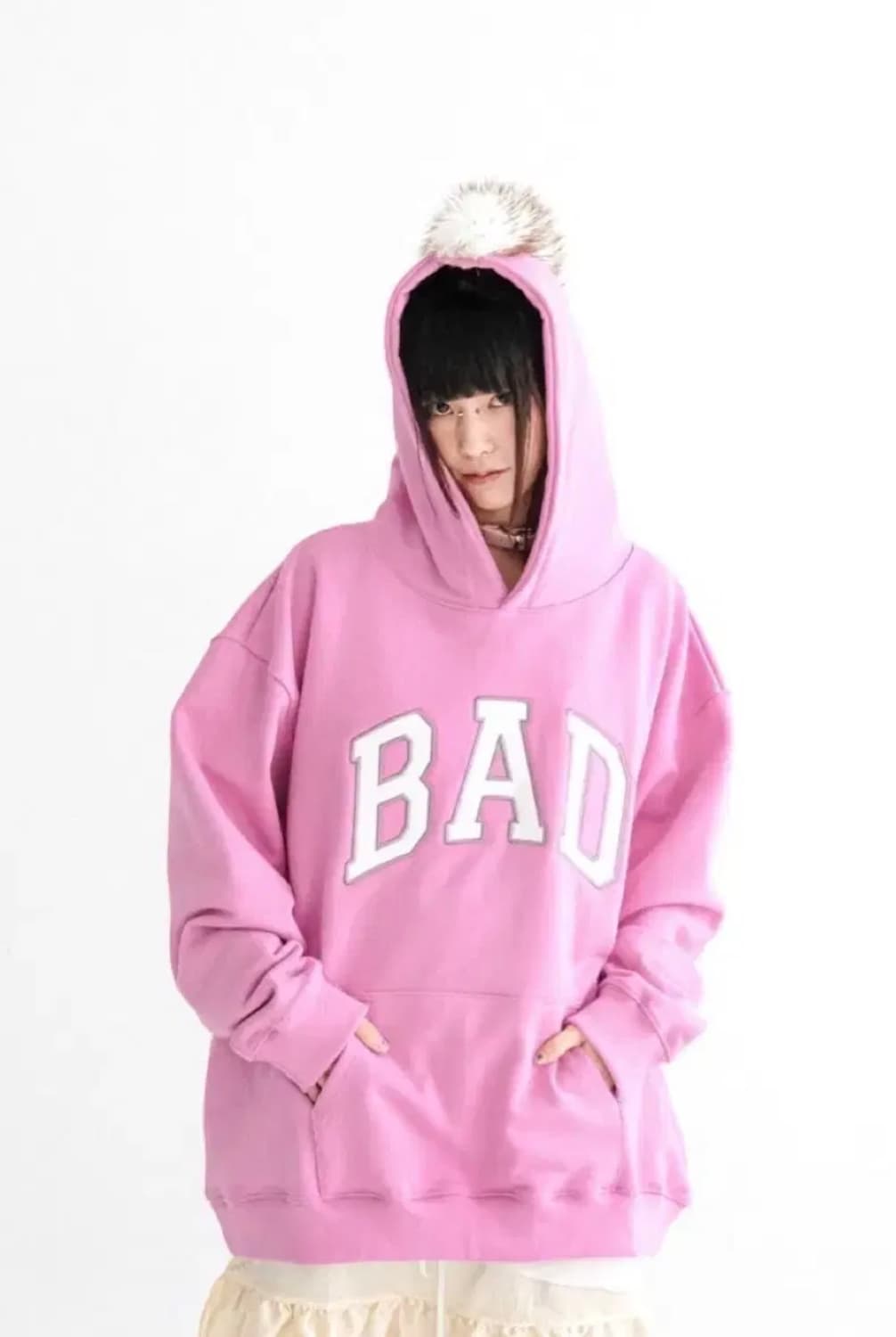 샵페어리 shopfaerie bad pink 핑크 후드 집업 털후집 상품이미지1