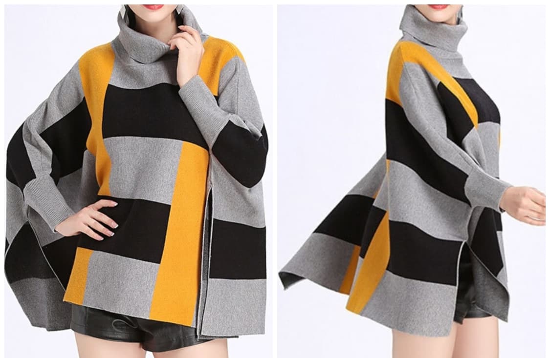 터틀넥 판초 니트 망토 상품이미지2