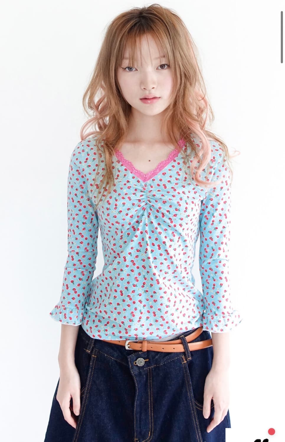 little strawberry lace top (mint) 상품이미지1
