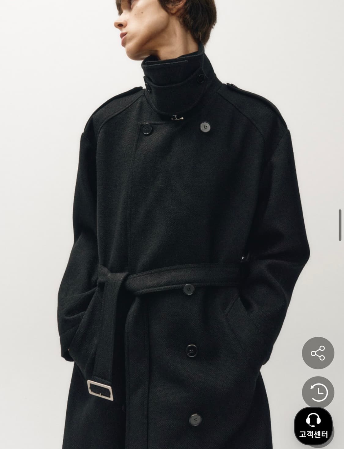 노이어 울 트위드 오버핏 트렌치 코트 블랙 50 상품이미지2