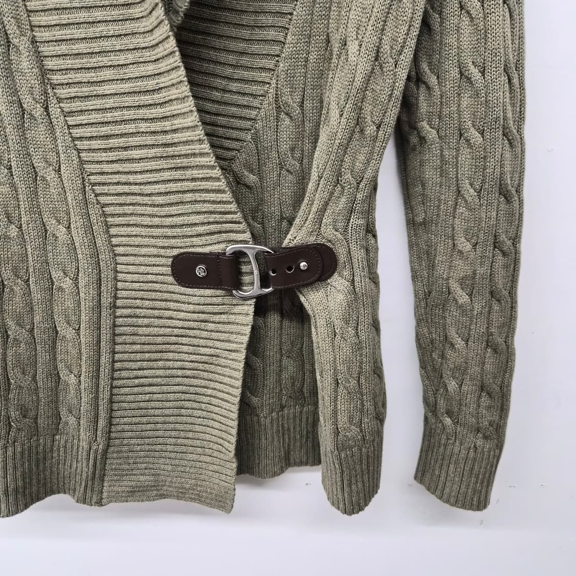 폴로 랄프로렌 그린 케이블 버클 액센트 니트 가디건 여성 XS 상품이미지2