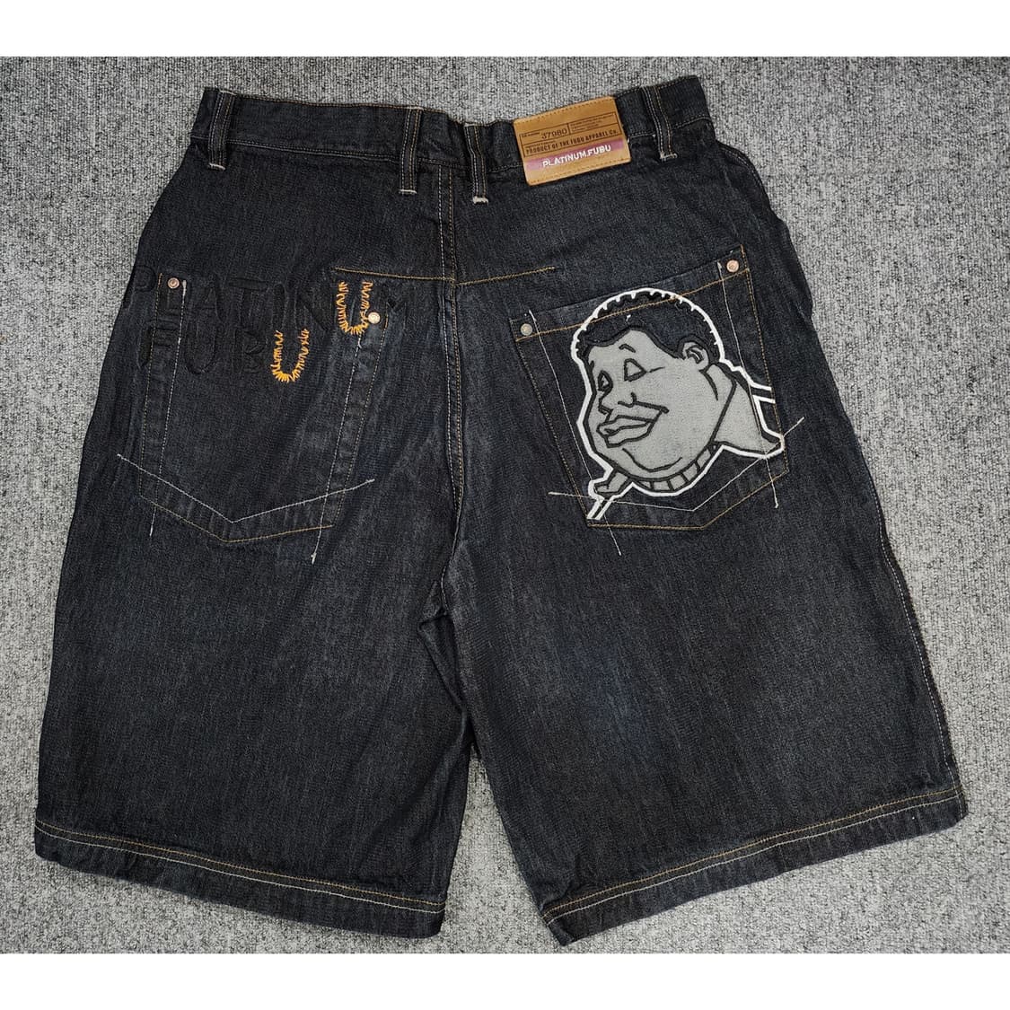 FUBU 후부 플래티넘 팻 엘버트 자수 데님 하프팬츠 반바지 상품이미지1