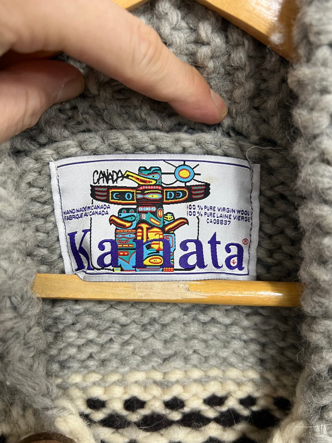 Kanata Vintage 빈티지 캐나다 코위찬 버진 울 니트 가디건 상품이미지6