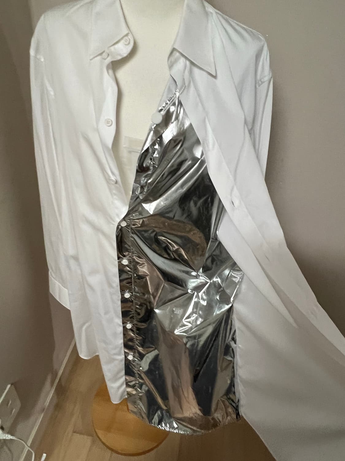 Maison Margiela 마르지엘라 호일 레이어드 셔츠 드레스 새상품 상품이미지4