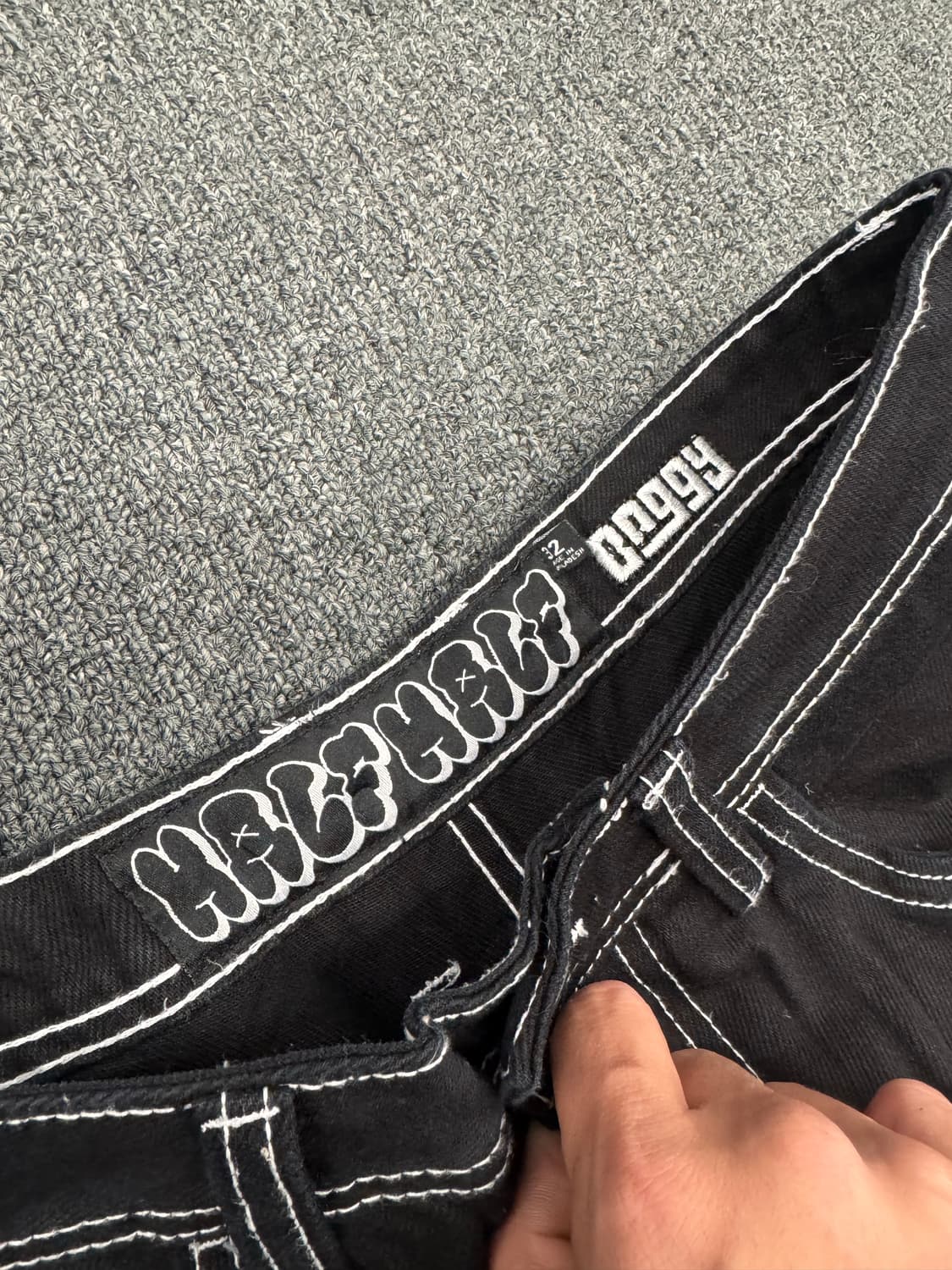 American vintage 화이트 스티치 더블니 블랙 워크 팬츠 상품이미지4