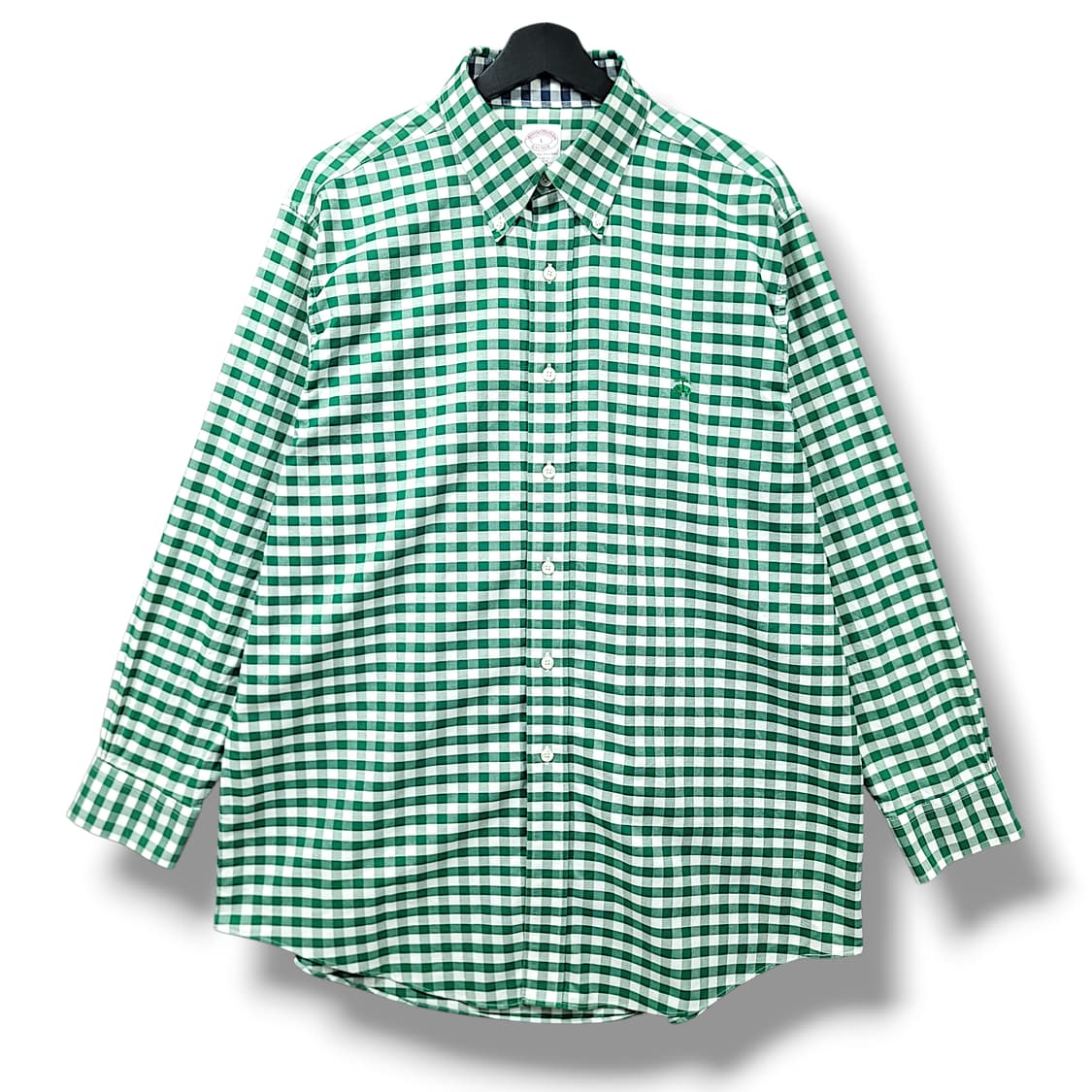 [L] 브룩스브라더스 그린 깅엄체크 코튼 긴팔셔츠 상품이미지1