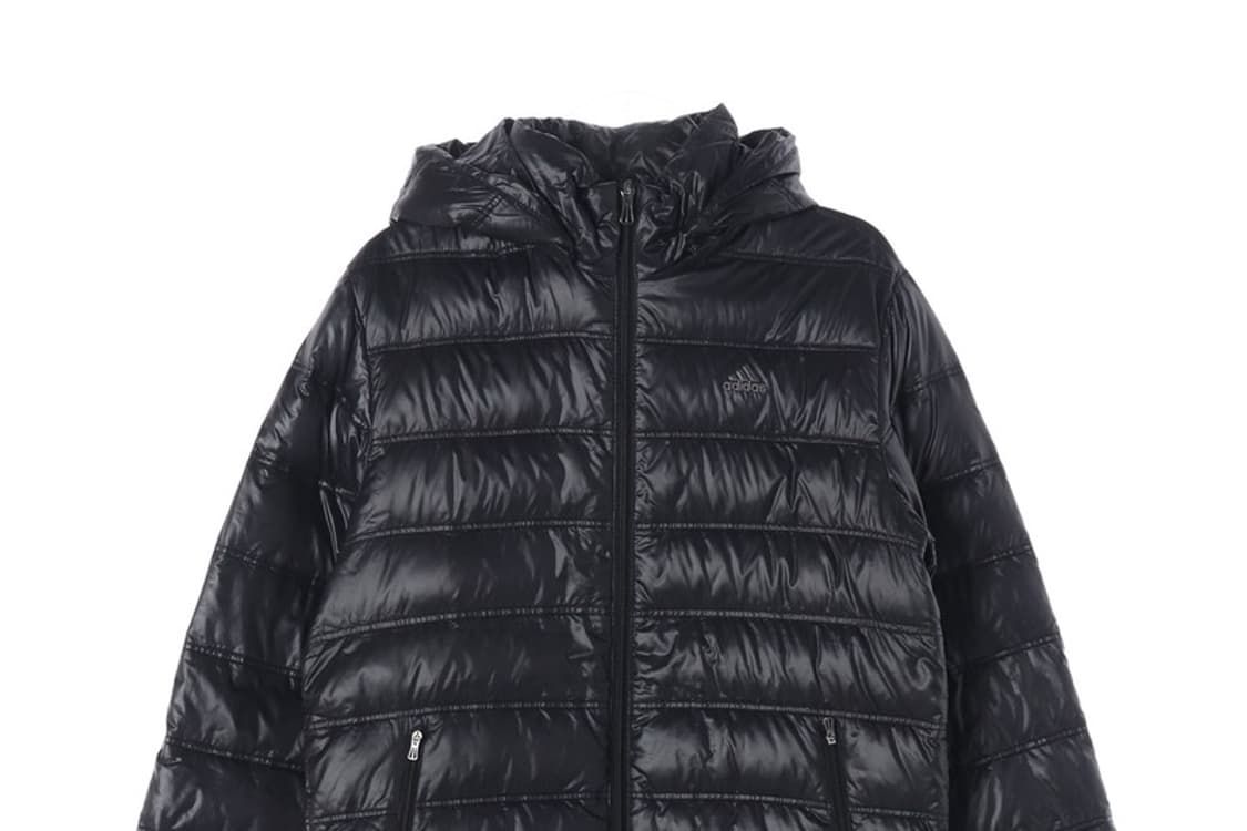 아디다스 구스 베이직2 블랙 유광 숏패딩 M 상품이미지4
