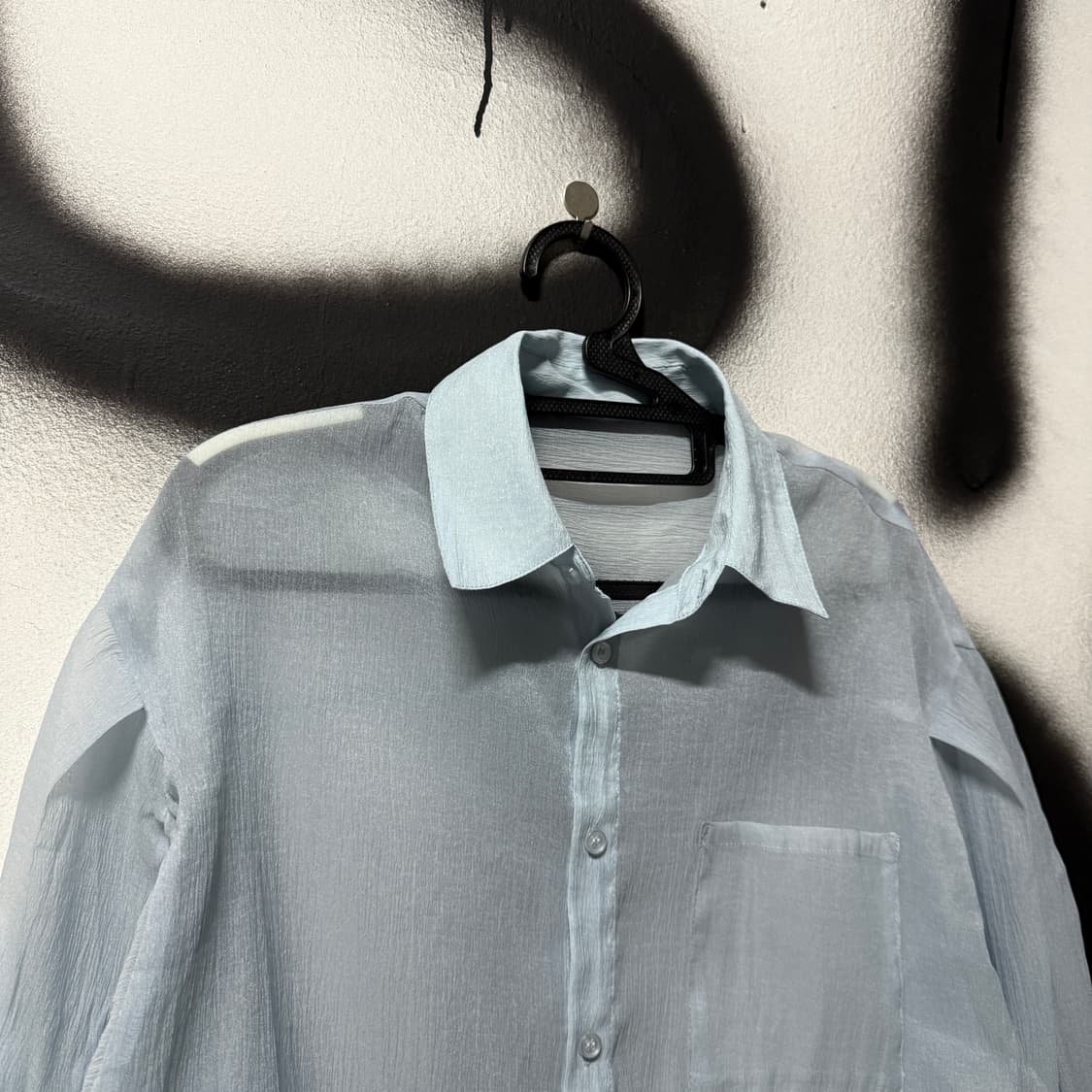 VTG 빈티지 셔링 디테일 시스루 크롭 셔츠 상품이미지3