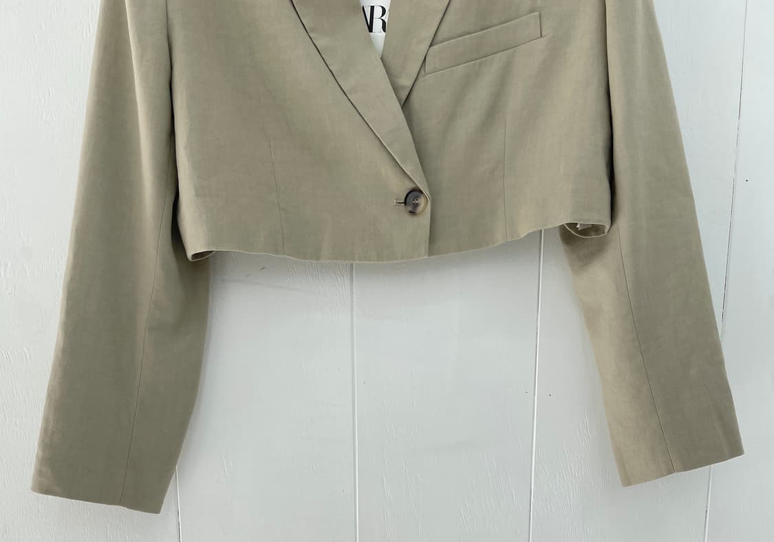 자라(ZARA) 크롭 린넨 블레이저 자켓 상품이미지5