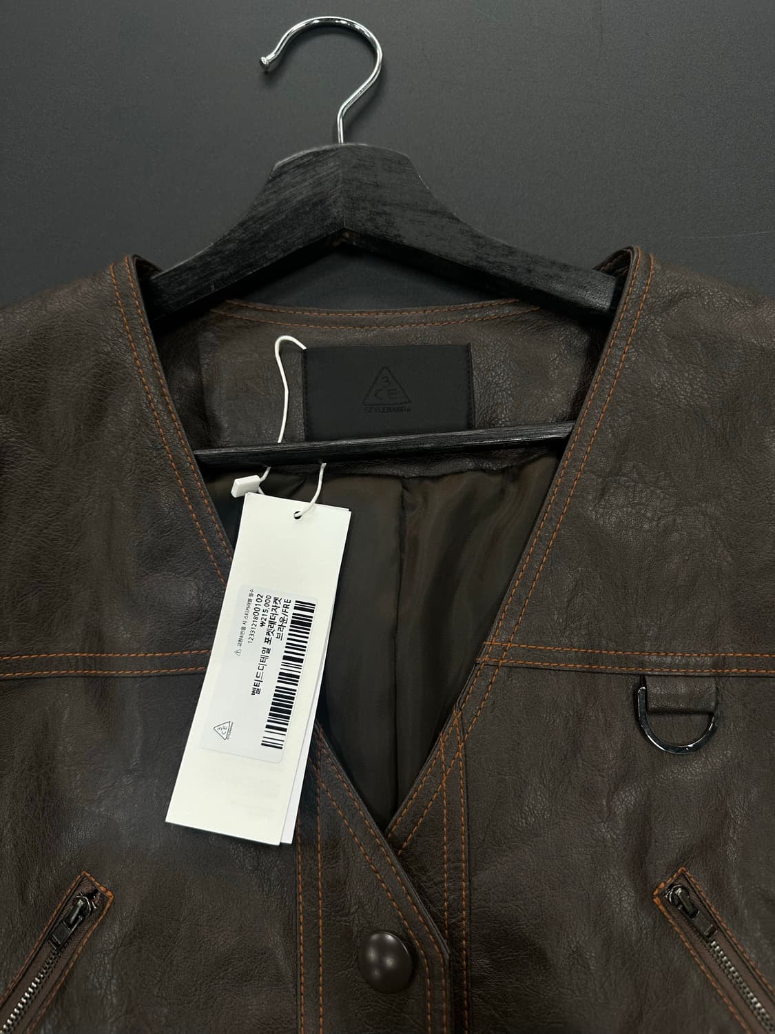 3CE 스타일난다  벨티드디테일 포켓레더자켓 데드스탁 상품이미지8