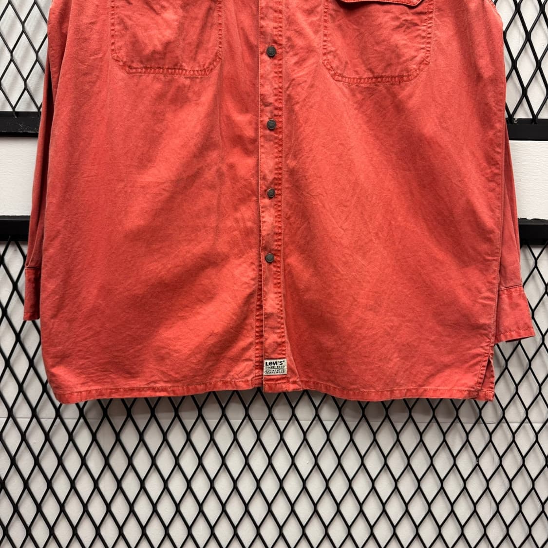 리바이스 긴팔 셔츠 블랙 택 투포켓 디테일 루즈핏 오렌지 상품이미지4