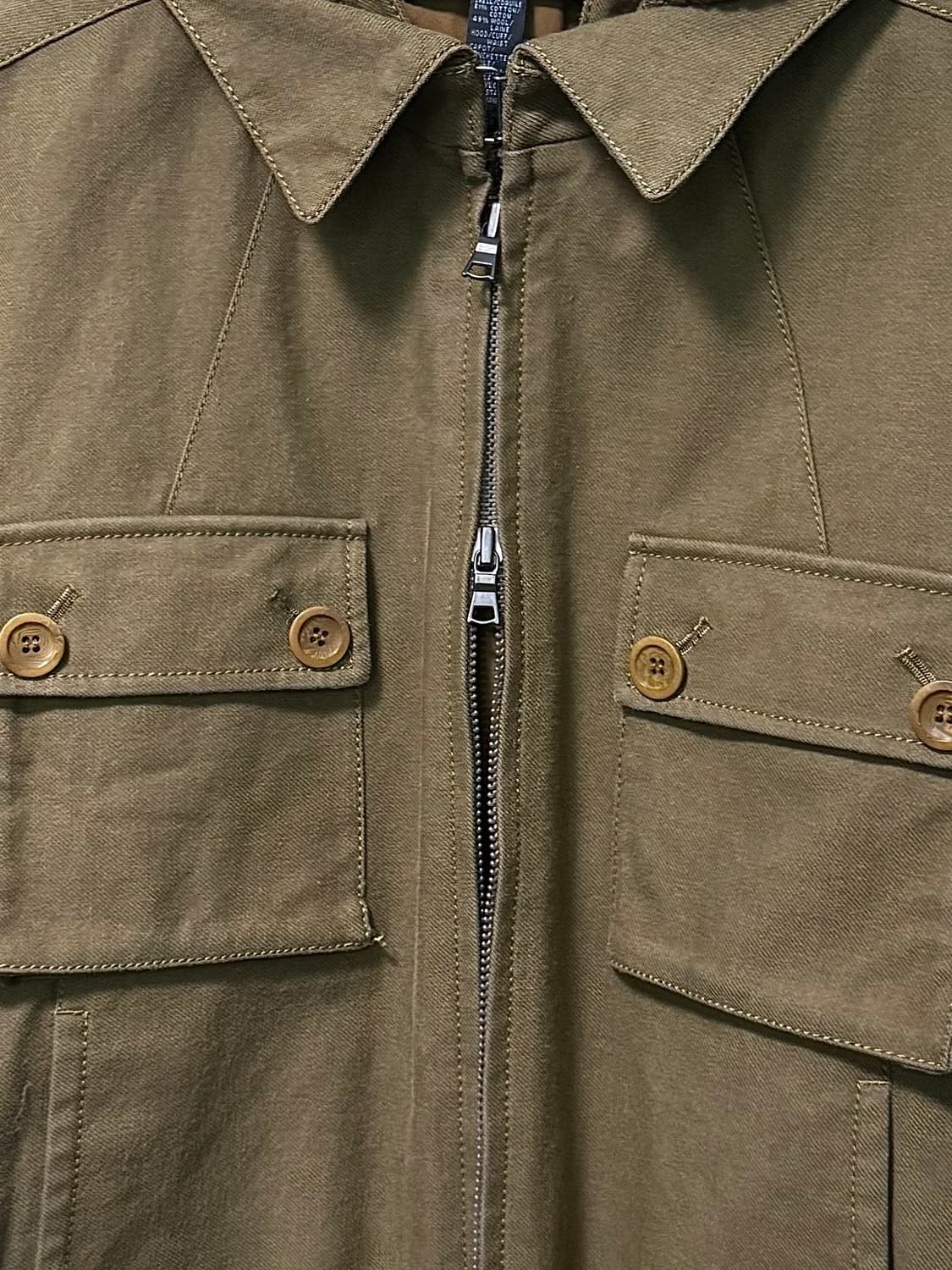 DKNY 도나카란 올리브 울 코튼 블루종 봄버 자켓 카키 니트 스웨터 M 상품이미지4