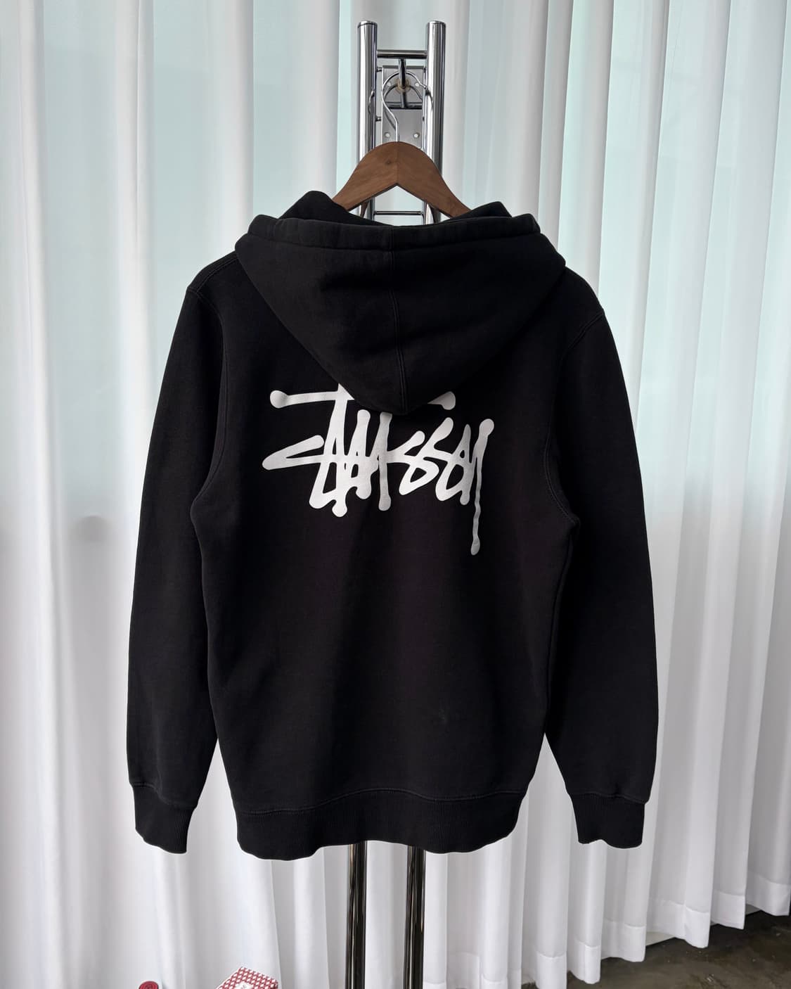 [S]스투시 베이직 기모 후드 집업 black 상품이미지3