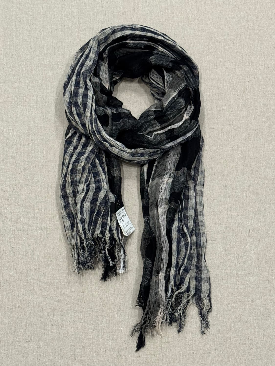 요지야마모토 믹스드 체크 린넨코튼 머플러 상품이미지4