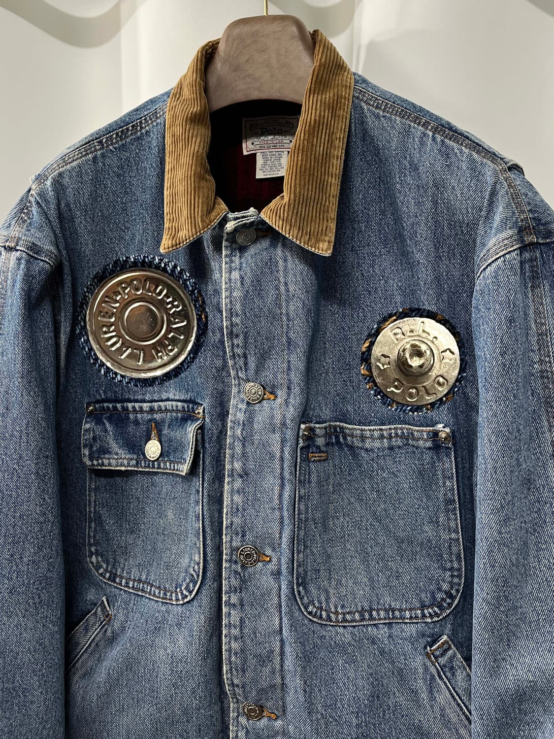 80's 폴로 랄프로렌 usa 덩가리 코듀로이 블랭킷 데님 트러커 자켓 상품이미지4