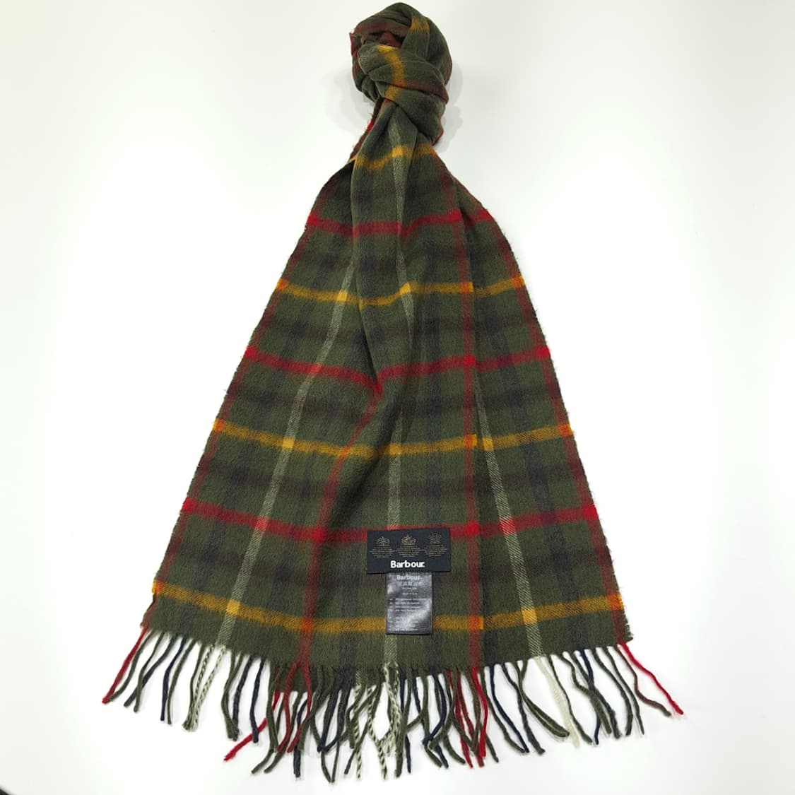 MX584 바버 램스울캐시미어 타탄체크 올리브 머플러 목도리 상품이미지2