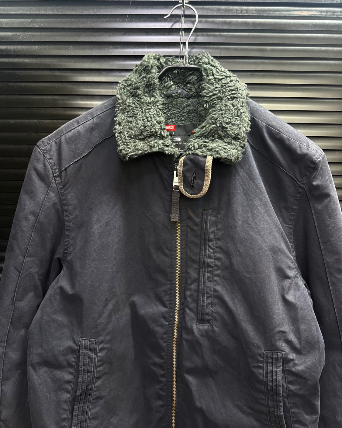 디젤 털 쉐르파 코튼 워크 자켓 비죠 하이넥 고스 펑크 네이비 남색 집업 상품이미지4
