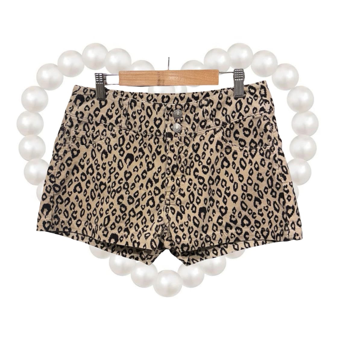 COLZA 코듀로이 레오파드 호피 핫팬츠 로우라이즈 갸루 상품이미지1