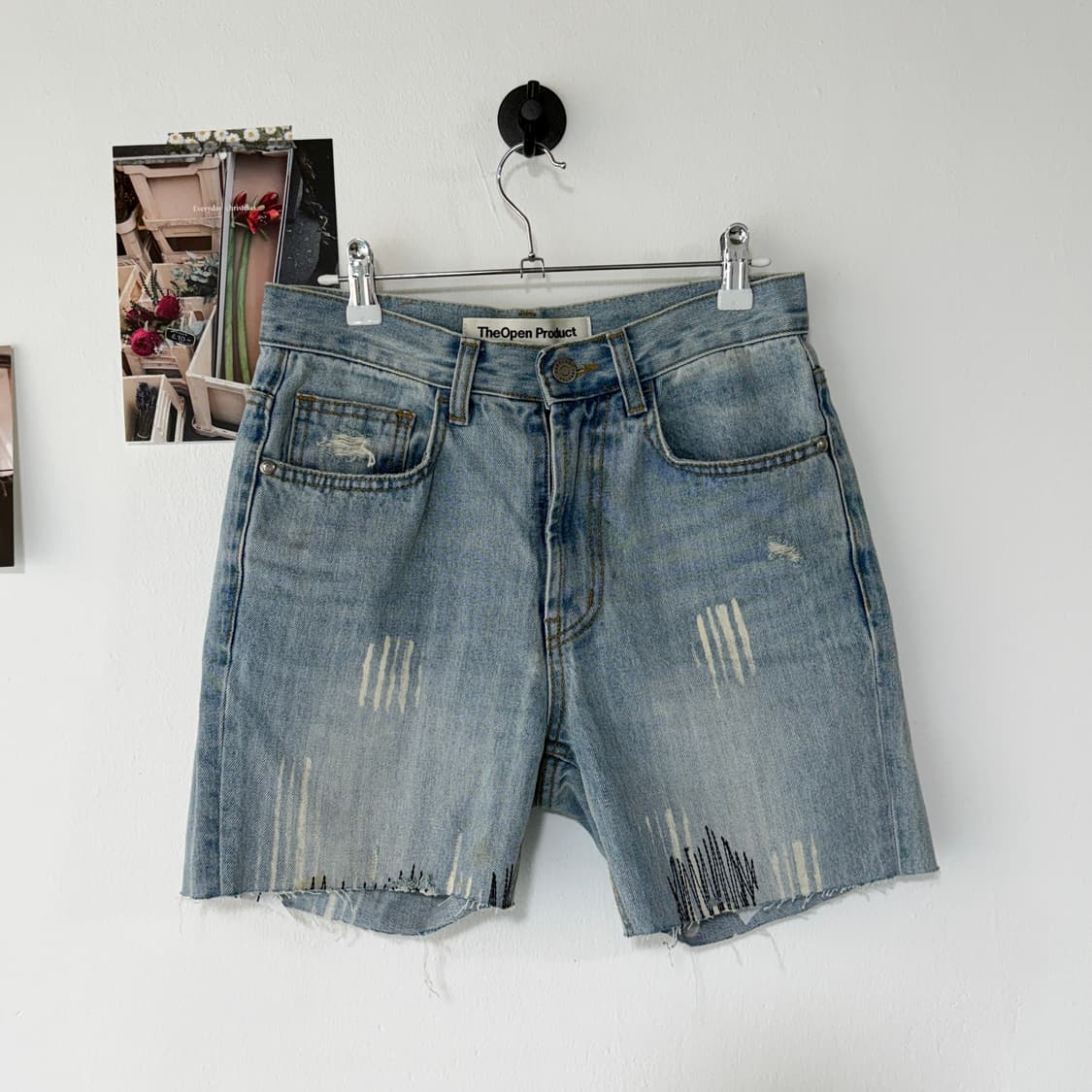 [28] 더오픈프로덕트 블루데미지 데님 반바지 상품이미지1