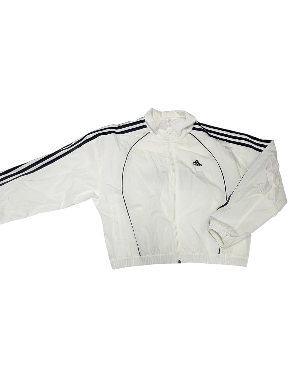 [아디다스] Y2K 무드 화이트 블랙 삼선 파이핑 크롭 바람막이 xl 상품이미지2