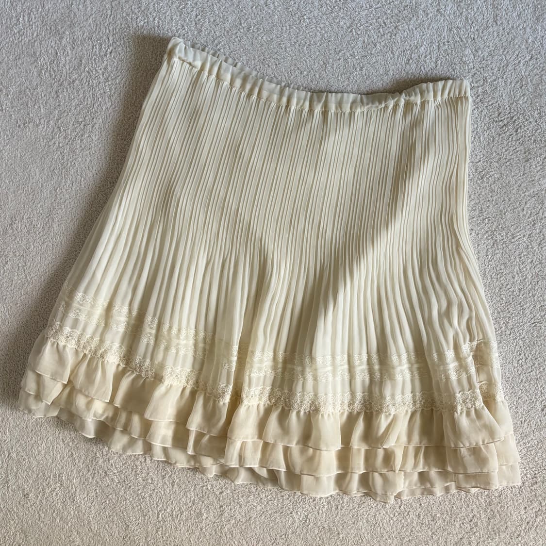 일본빈티지 GARCON DEUX 아이보리 프릴 레이스 스커트 상품이미지1