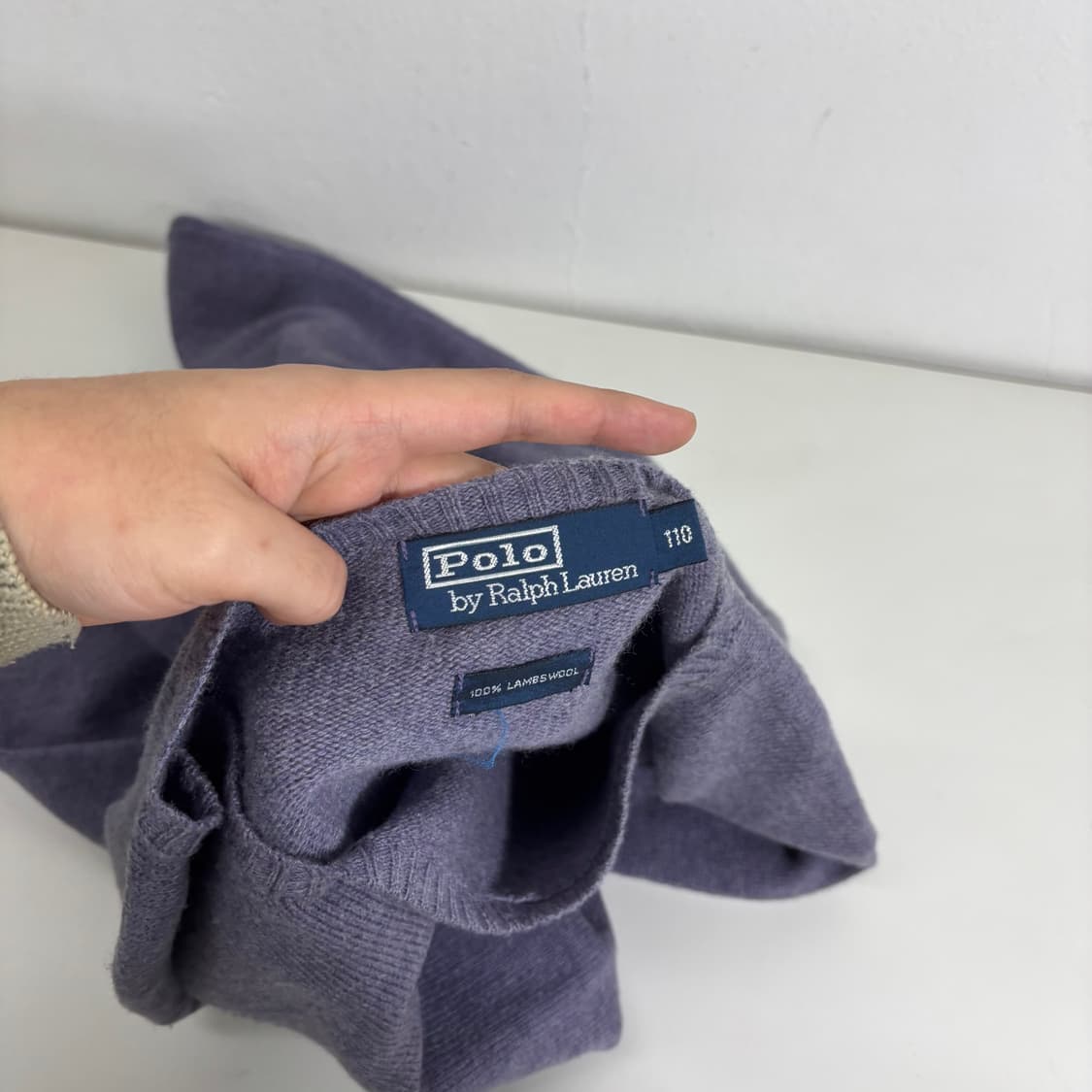 110 XXL 폴로랄프로렌 파스텔퍼플 루즈핏 울 라운드니트 상품이미지4