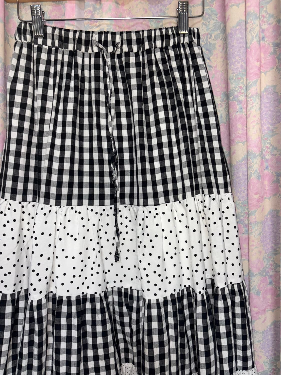 블랙 체크 도트 롱 스커트 상품이미지8