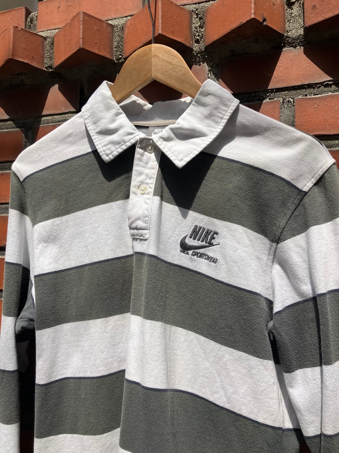 Nike 자수 로고 스트라이프 럭비 셔츠 XL 상품이미지2