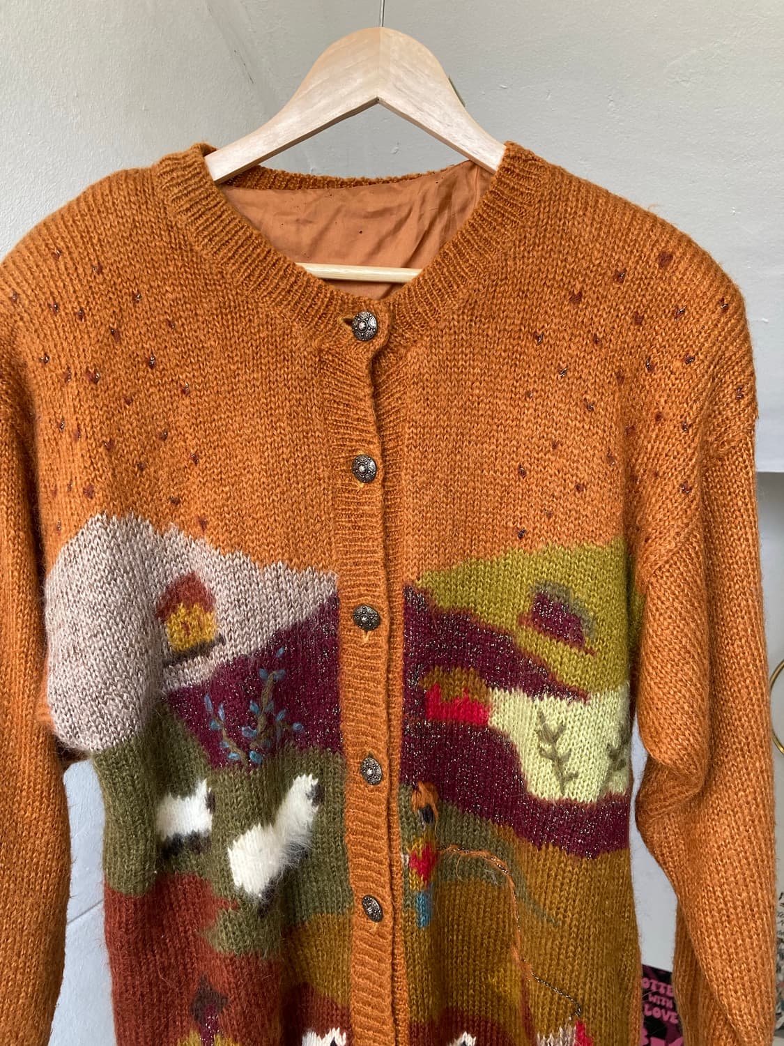 빈티지 브라운 패턴 오버핏 가디건 상품이미지3