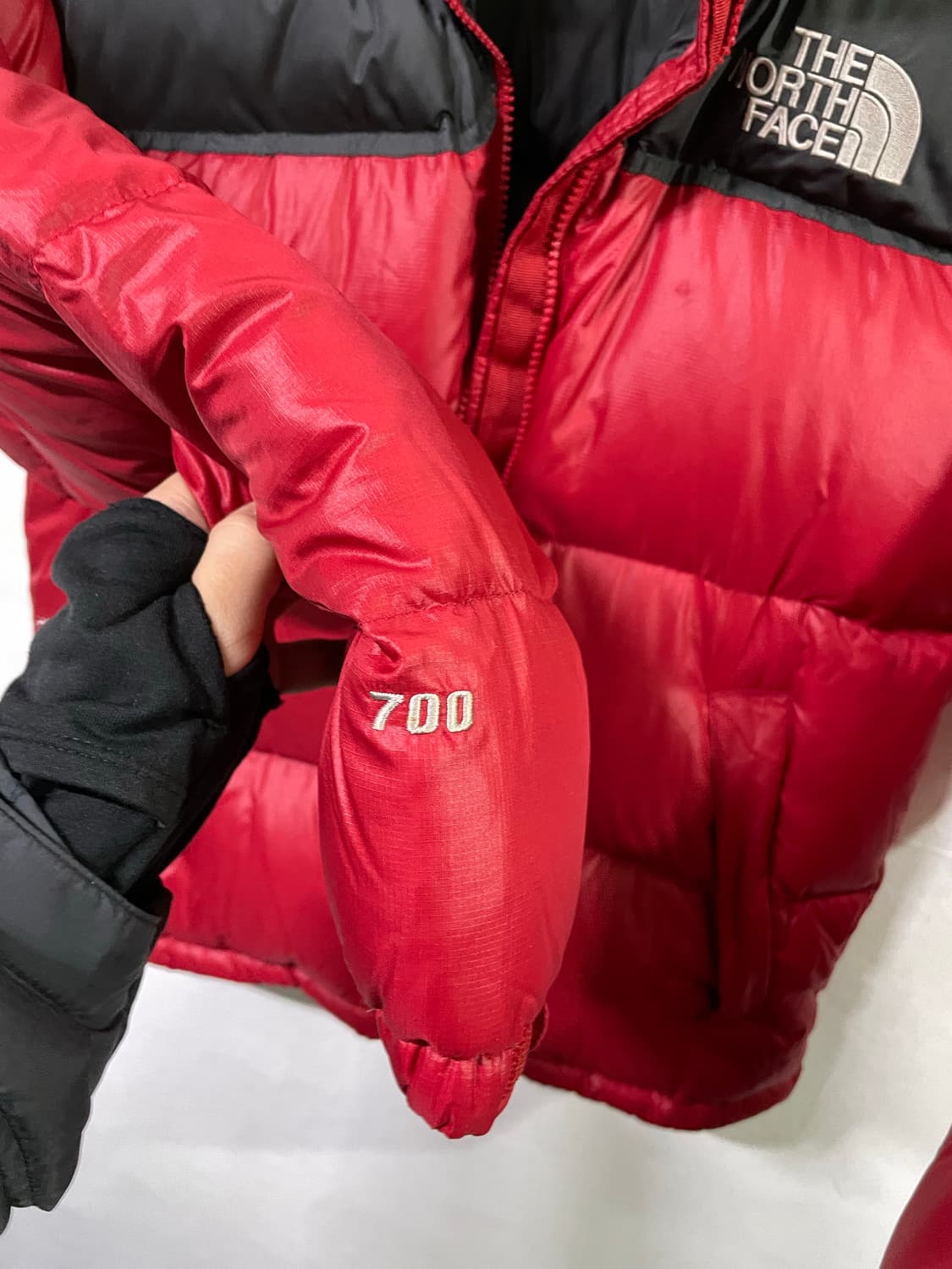 노스페이스 눕시 패딩 점퍼 레어색상 레드 66사이즈  상품이미지7