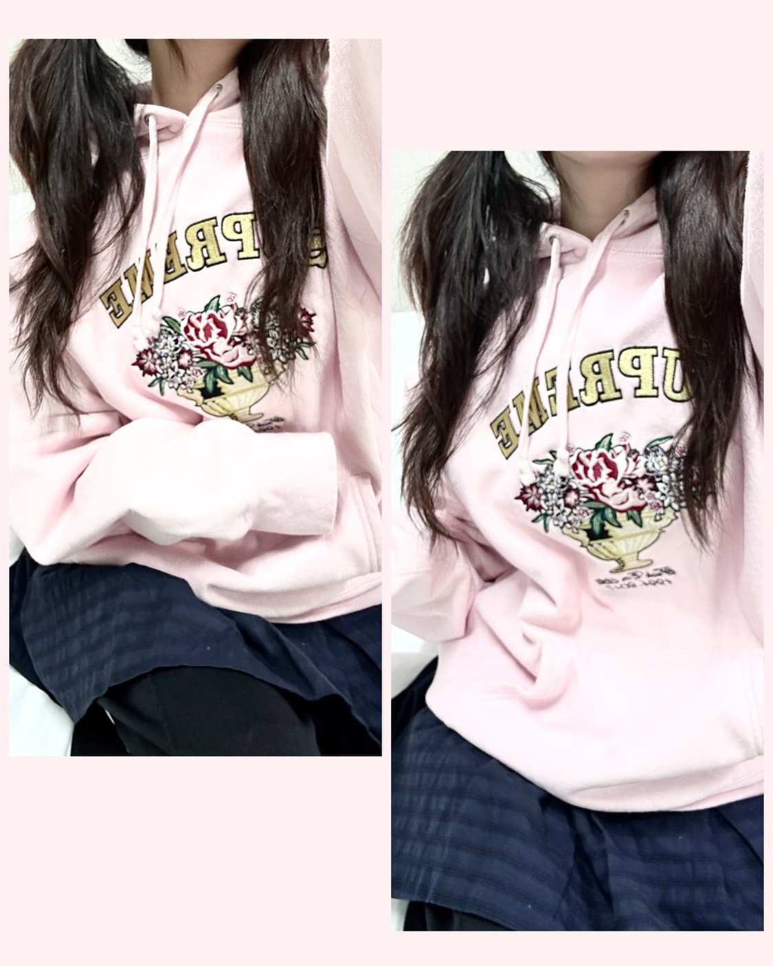 슈프림 17FW 센터피스 뮤트핑크 후드 상품이미지3