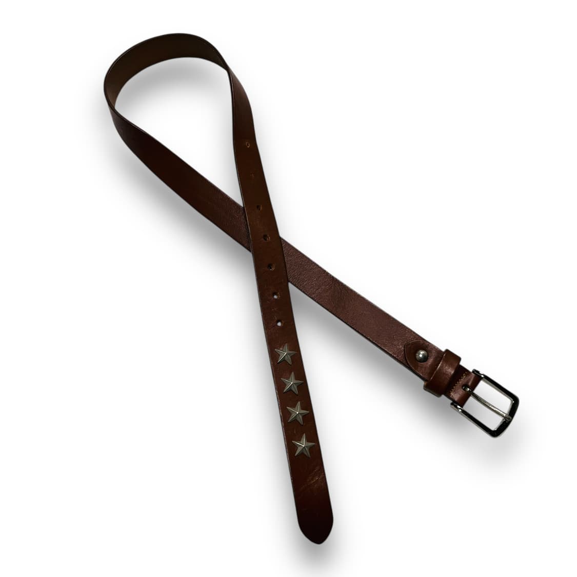 Western Brown Leather Star Stud Belt 상품이미지6