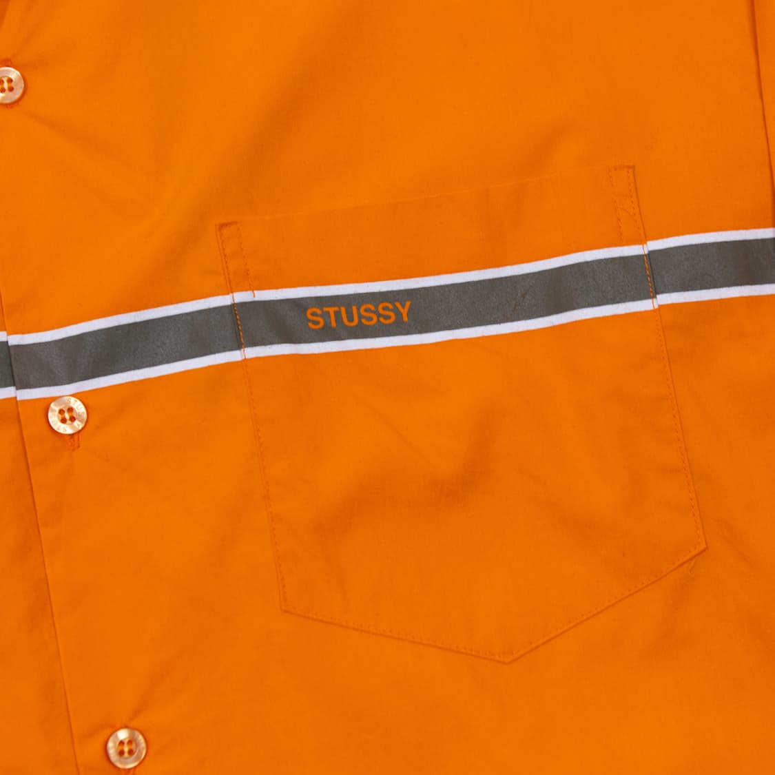 90s 스투시 오렌지 오픈 카라 셔츠 상품이미지2