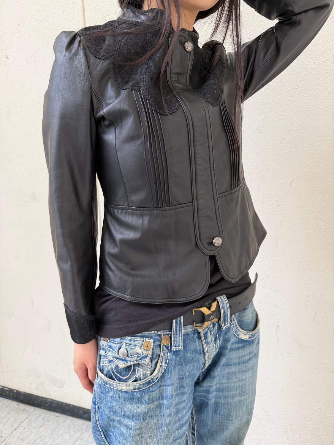 Lace Collar Lambskin Jacket 상품이미지3