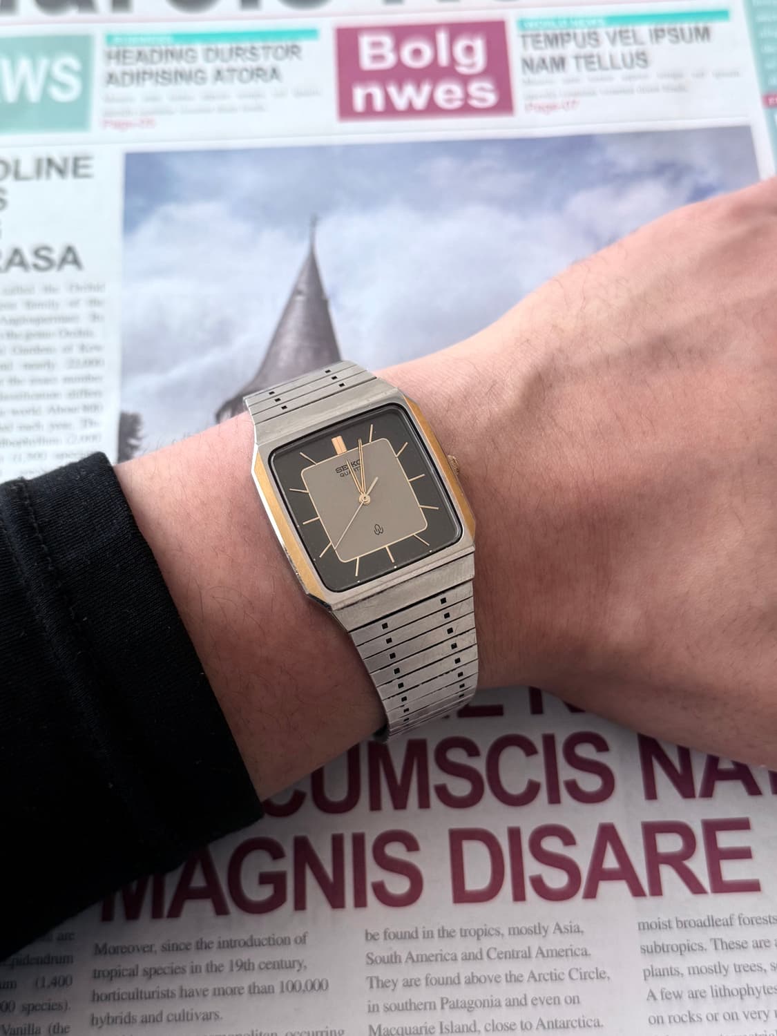 세이코 Seiko 쿼츠 스퀘어 투톤 다이얼 상품이미지4