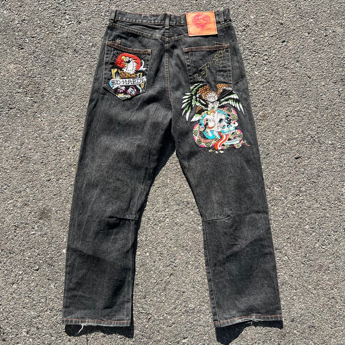 에드하디 자수 흑청 루즈핏 진 상품이미지1