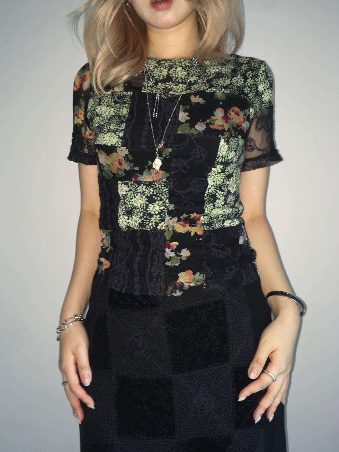 Vintage archive flower layered lace blou 상품이미지3