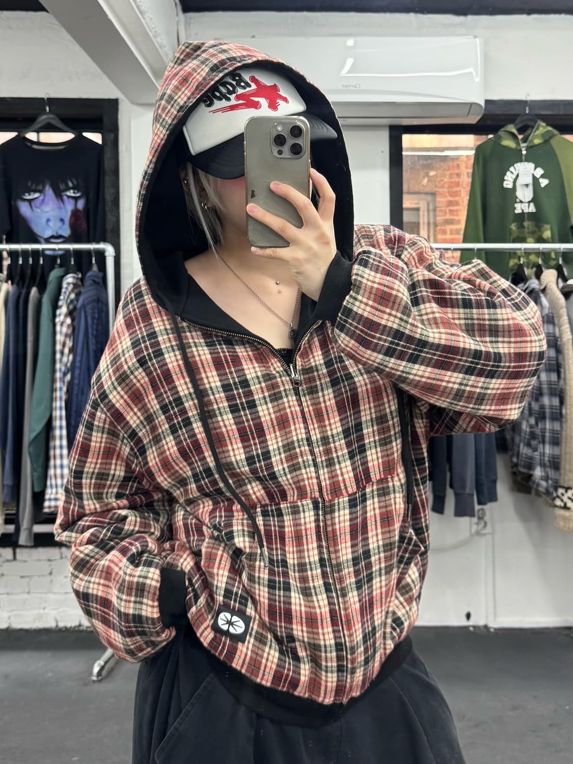 ERTR 리버시블 체크 후드집업 상품이미지2