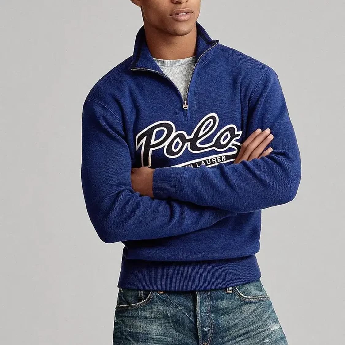 [M] 폴로 랄프로렌 아플리케 반집업 새상품 상품이미지1